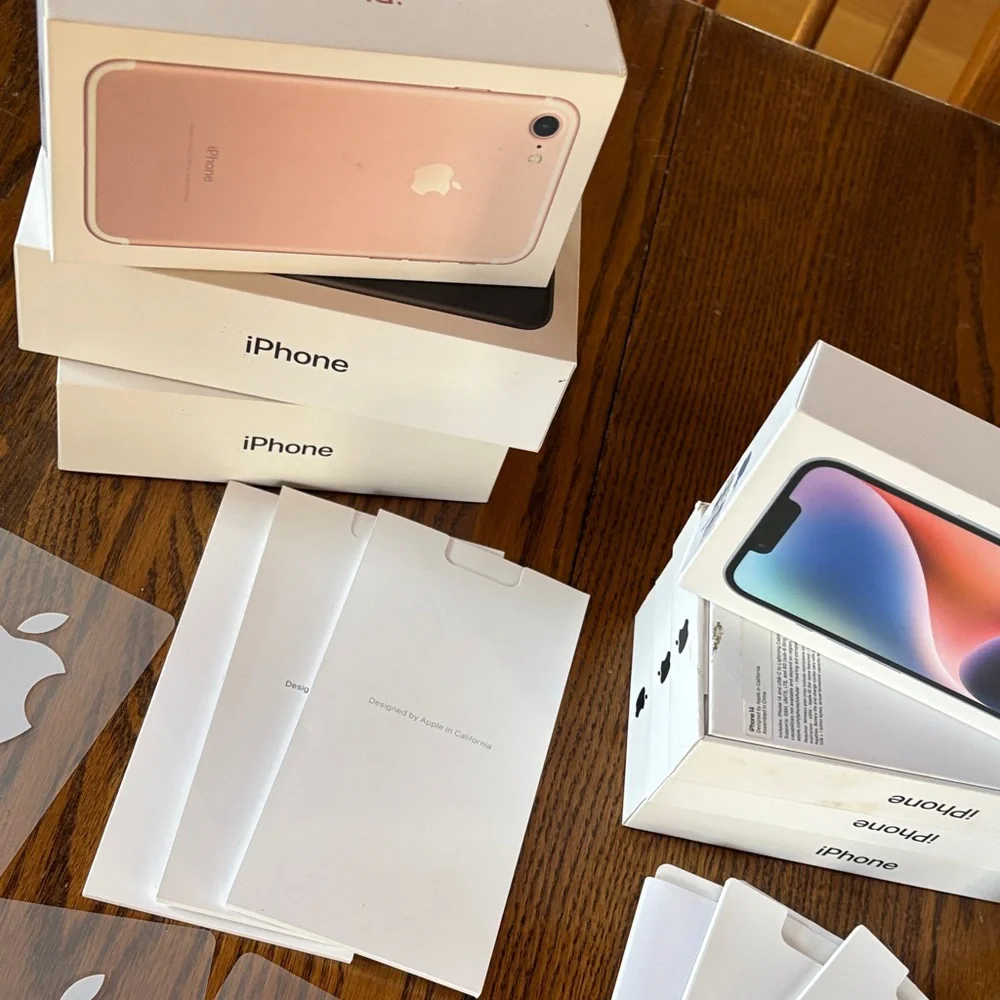 Apple White Logo Sticker and empty iPhone boxes large lot